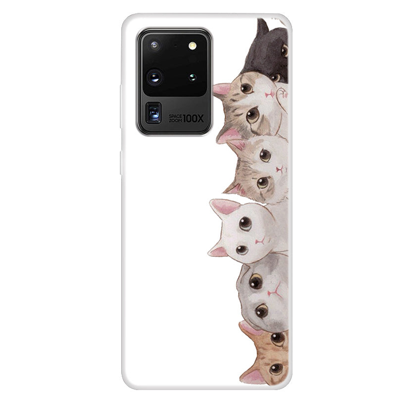 Pattern Printing TPU Phone Soft Case for Samsung Galaxy S20 Ultra - Cute Cats