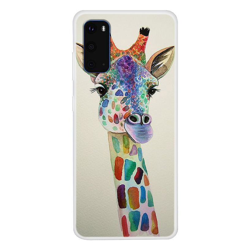 Pattern Printing Soft TPU Phone Casing for Samsung Galaxy S20 4G/S20 5G - Giraffe