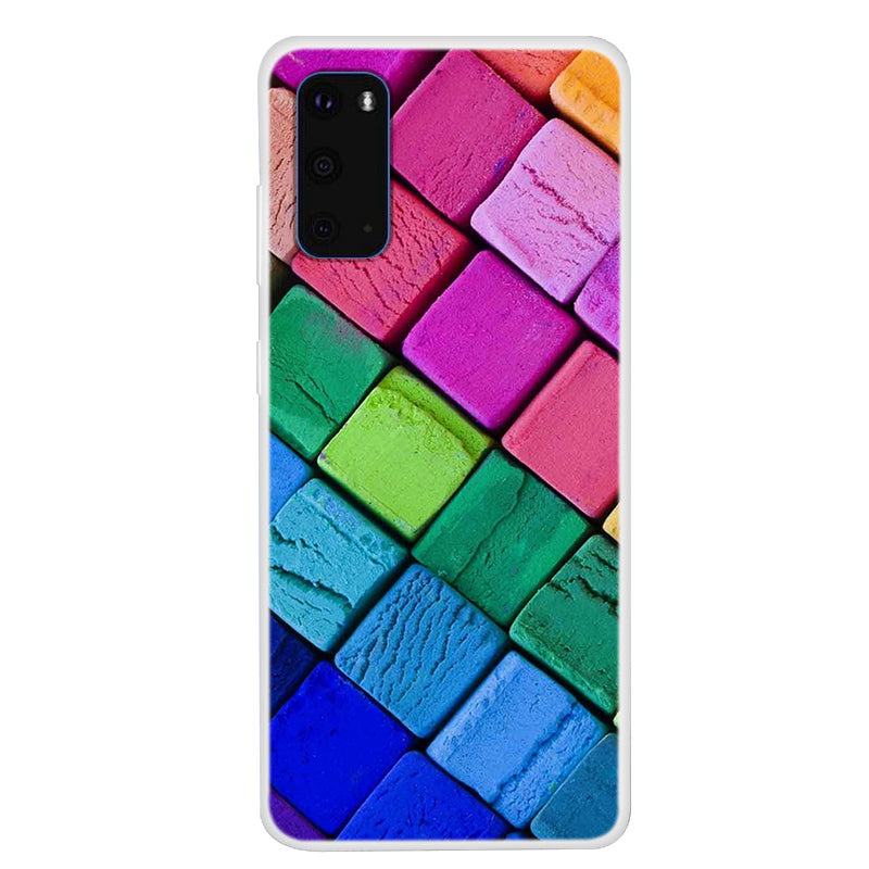 Pattern Printing Soft TPU Phone Casing for Samsung Galaxy S20 4G/S20 5G - Colorful Cubes