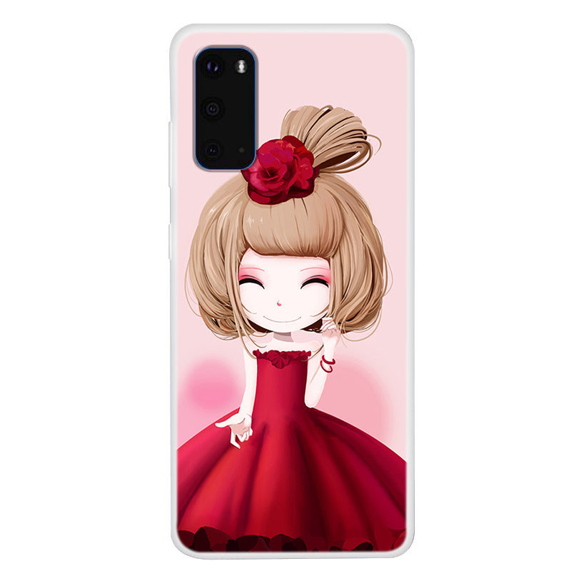 Pattern Printing Soft TPU Phone Casing for Samsung Galaxy S20 4G/S20 5G - Beautiful Girl