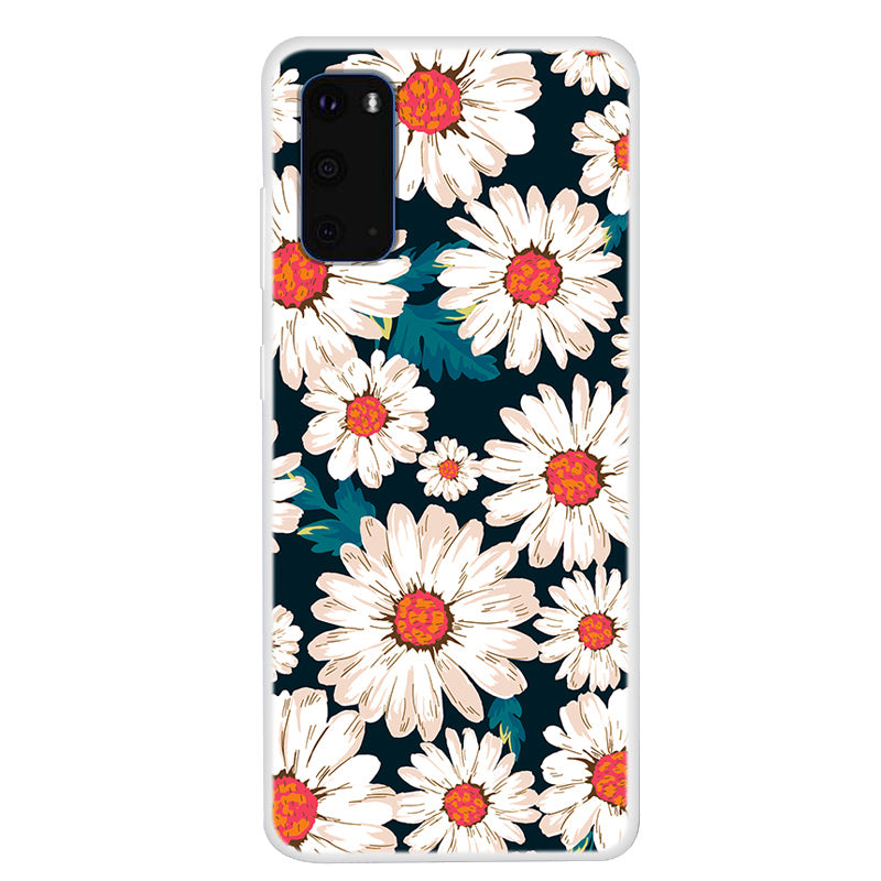 Pattern Printing Soft TPU Phone Casing for Samsung Galaxy S20 4G/S20 5G - White Flowers