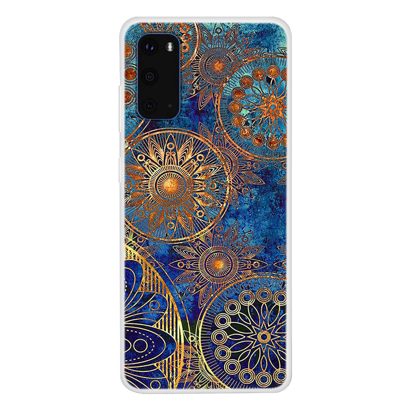 Pattern Printing Soft TPU Phone Casing for Samsung Galaxy S20 4G/S20 5G - Metal Mandala Flower