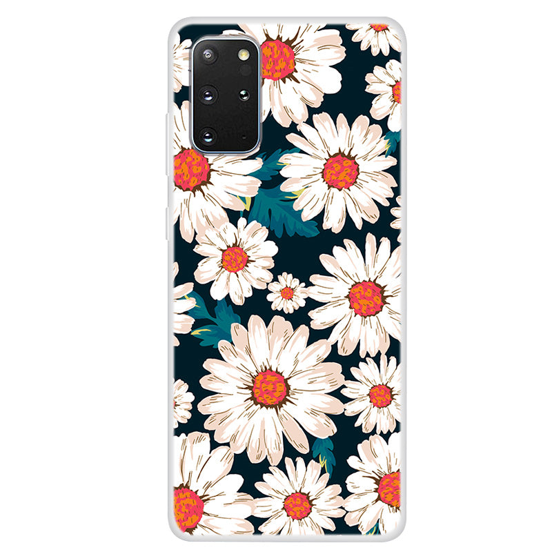 Pattern Printing TPU Back Case for Samsung Galaxy S20 Plus - White Daisy