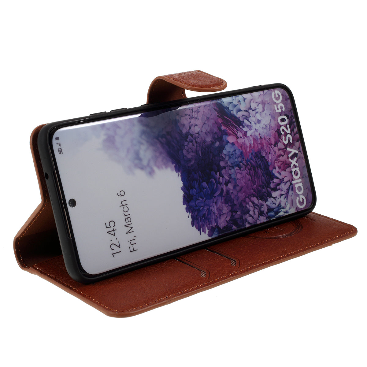 KAIYUE Leather Stand Case with Card Slots for Samsung Galaxy S20 4G/S20 5G - Brown