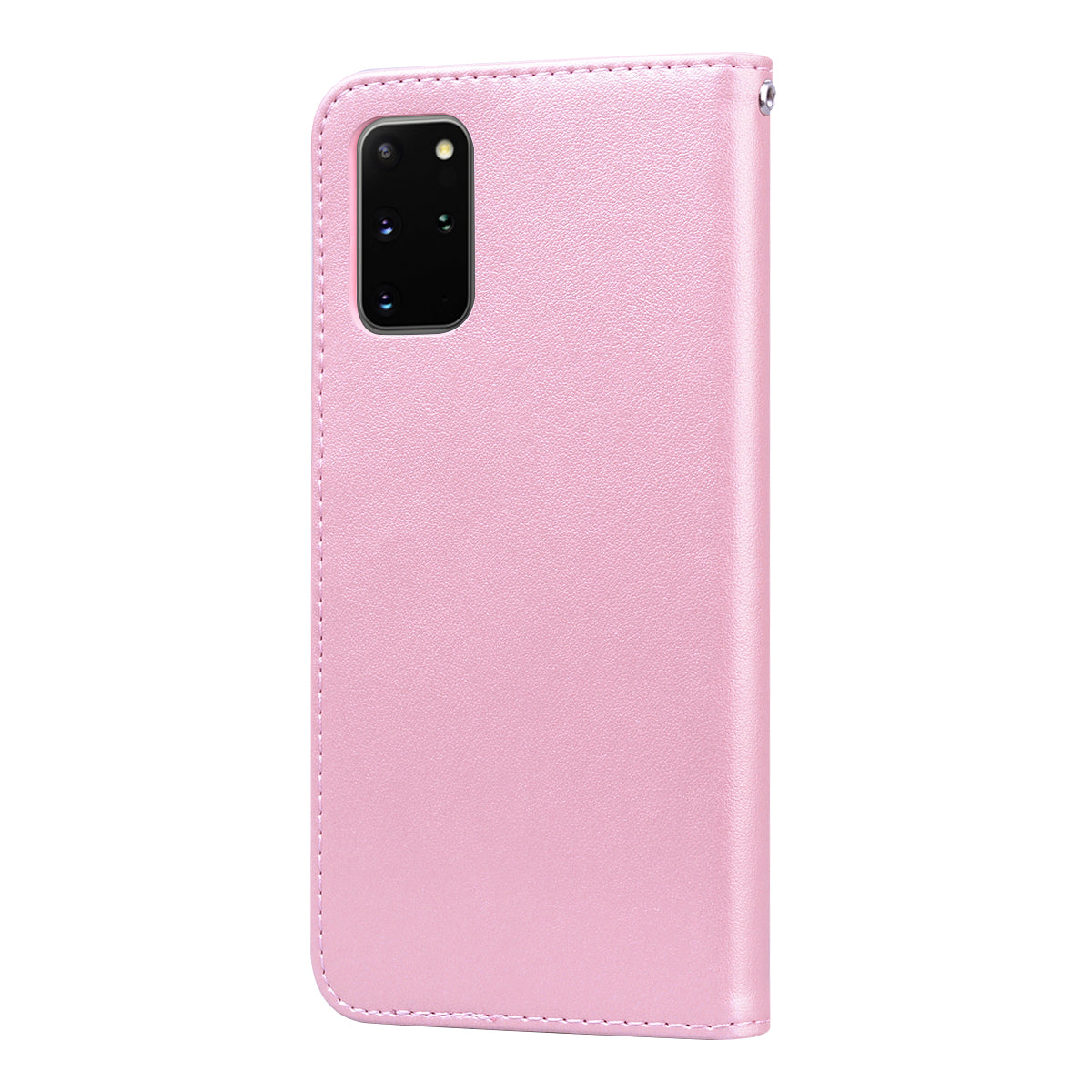 Imprint Rose Flower Magnetic Leather Wallet Mobile Shell for Samsung Galaxy S20 Plus - Pink