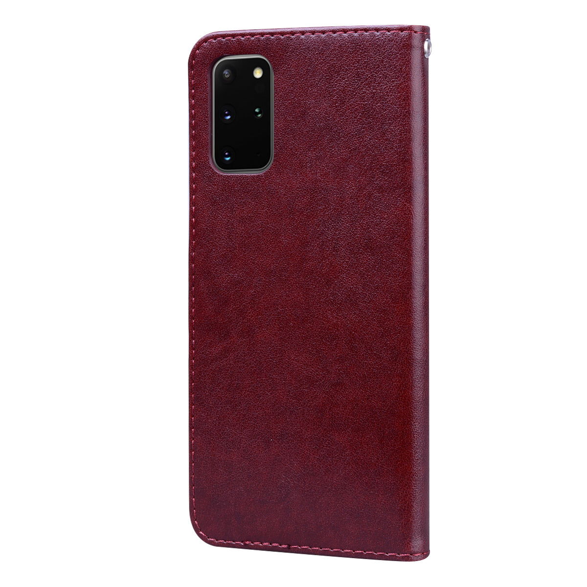 Imprint Rose Flower Magnetic Leather Wallet Mobile Shell for Samsung Galaxy S20 Plus - Brown