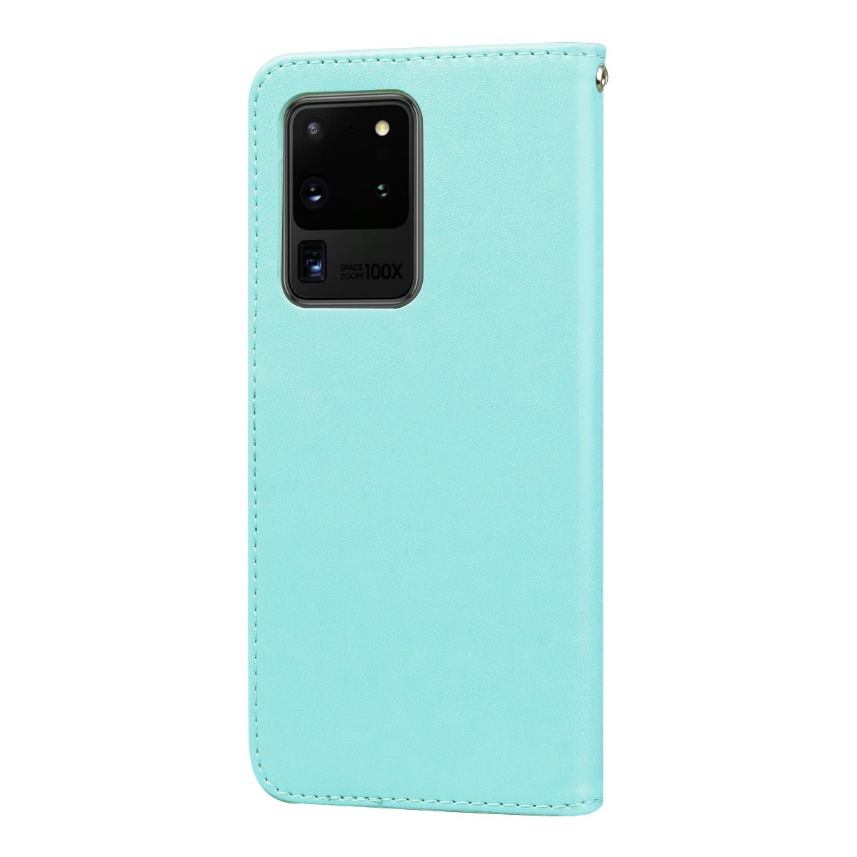 Imprint Rose Flower Leather Flip Case with Wallet for Samsung Galaxy S20 Ultra - Cyan