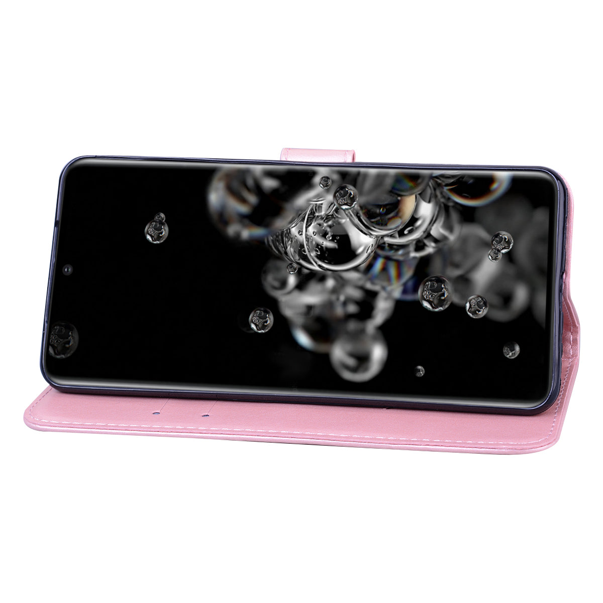 Imprint Rose Flower Leather Flip Case with Wallet for Samsung Galaxy S20 Ultra - Pink