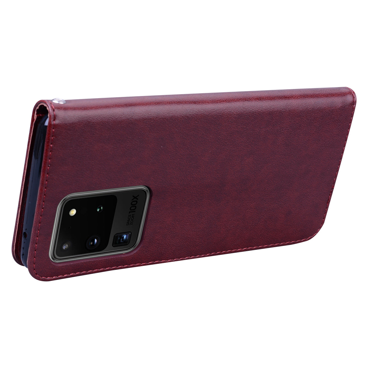 Imprint Rose Flower Leather Flip Case with Wallet for Samsung Galaxy S20 Ultra - Brown