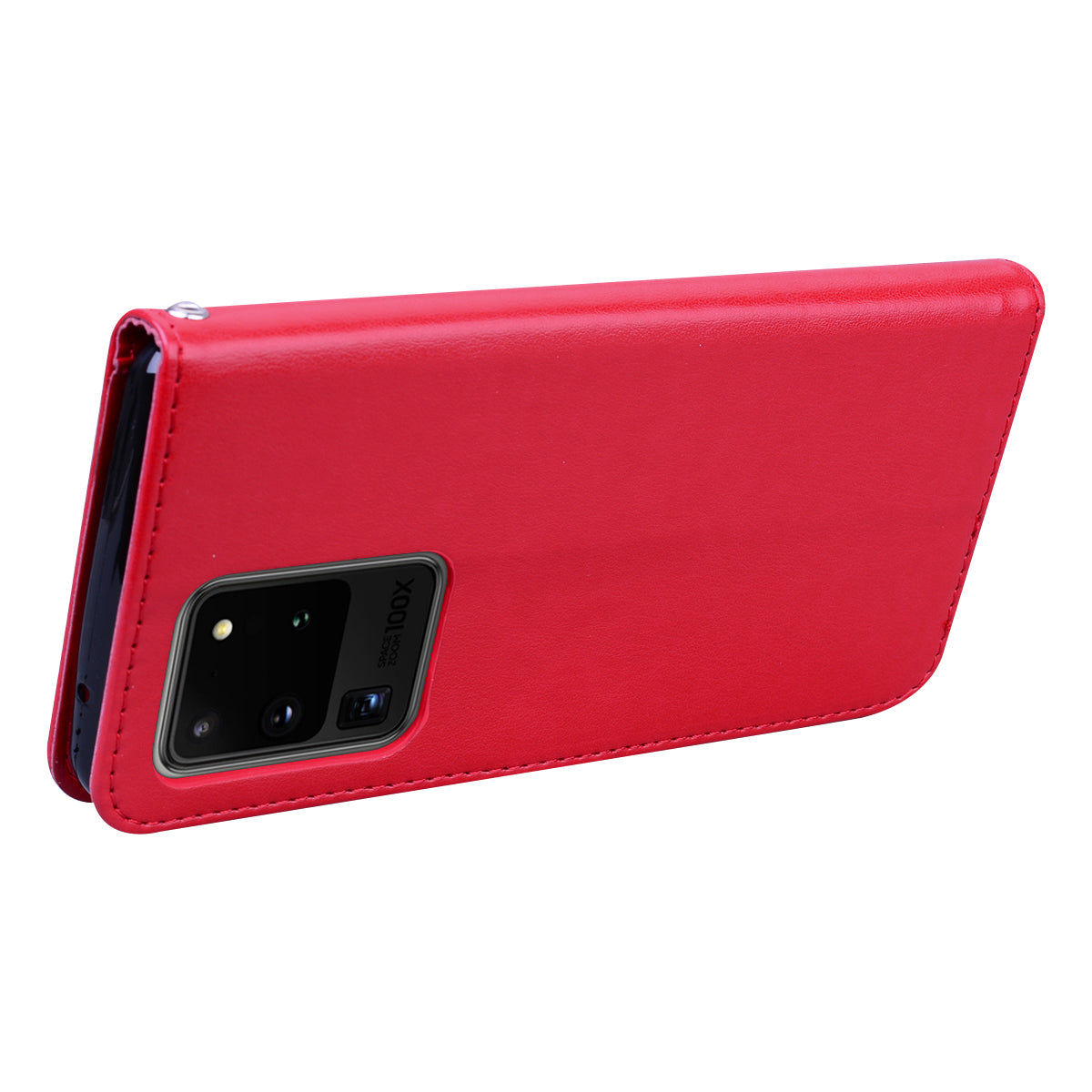 Imprint Rose Flower Leather Flip Case with Wallet for Samsung Galaxy S20 Ultra - Red