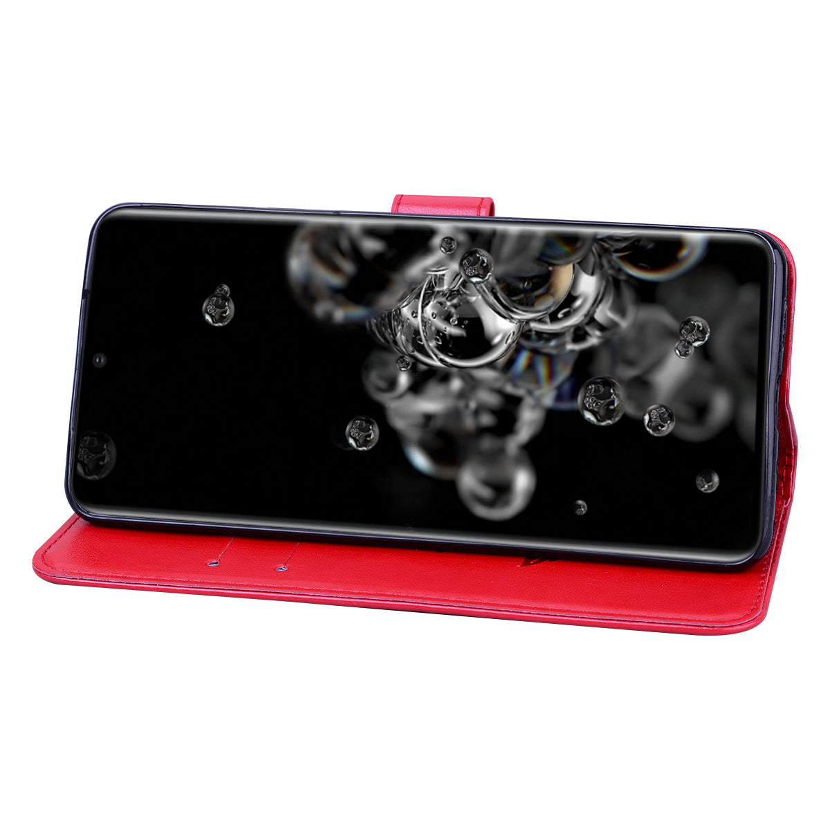 Imprint Rose Flower Leather Flip Case with Wallet for Samsung Galaxy S20 Ultra - Red