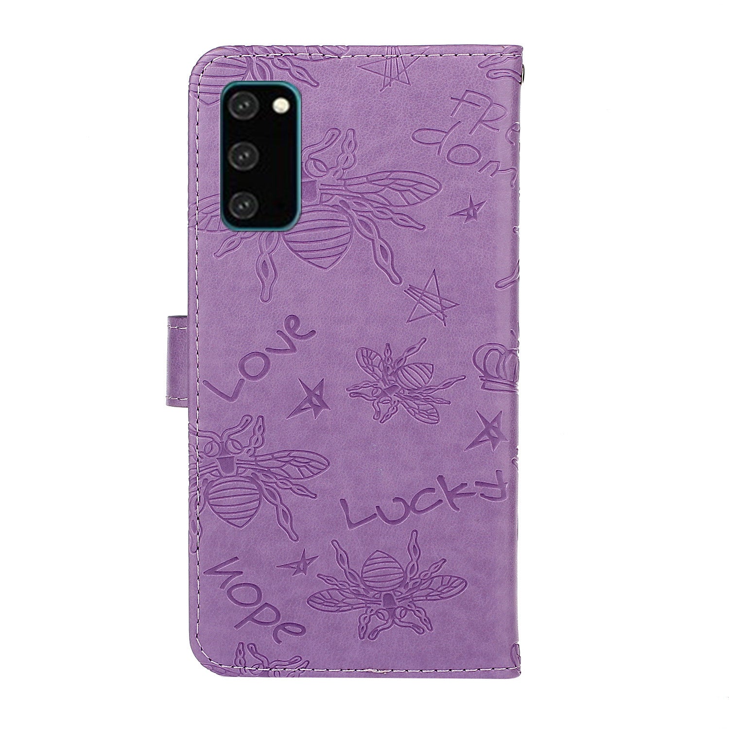 Bee Imprint Skin Rhinestone Decor Leather Cover for Samsung Galaxy S20 Plus - Purple