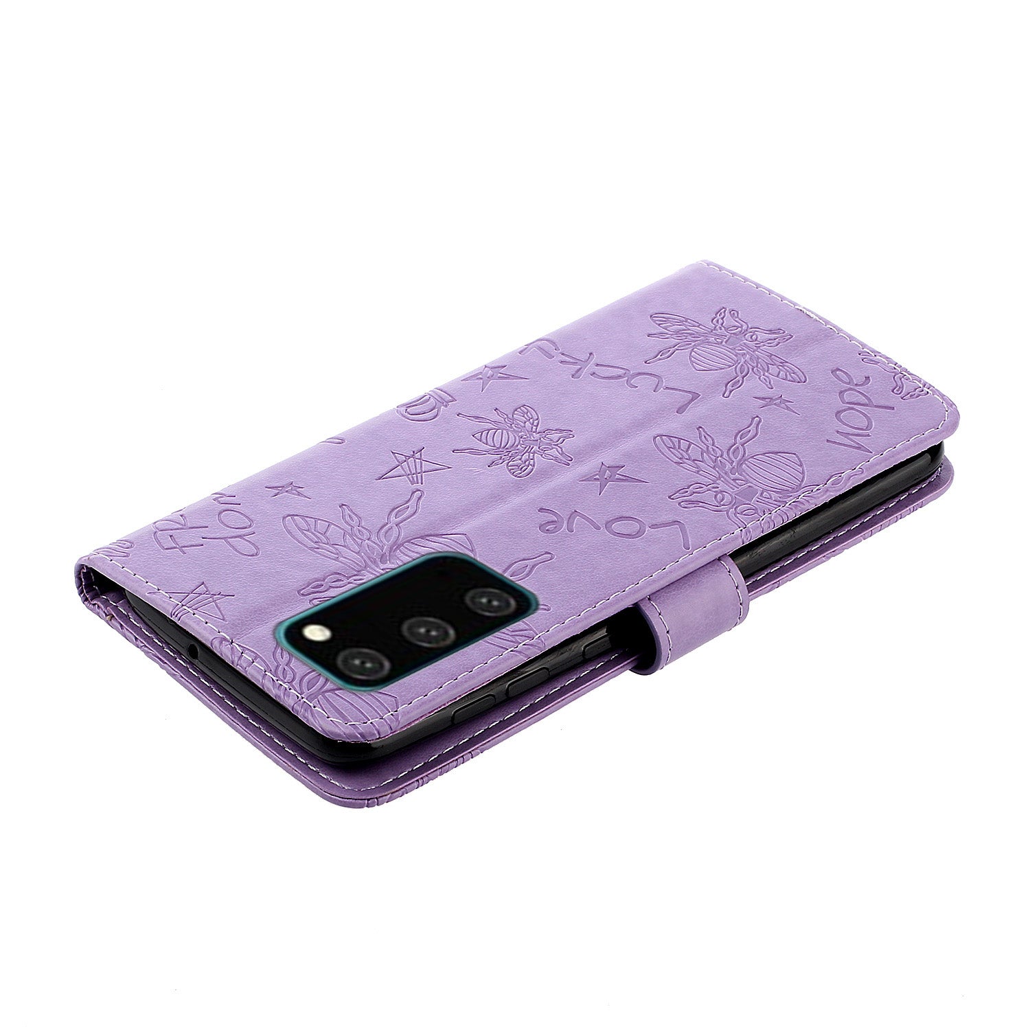 Bee Imprint Skin Rhinestone Decor Leather Cover for Samsung Galaxy S20 Plus - Purple