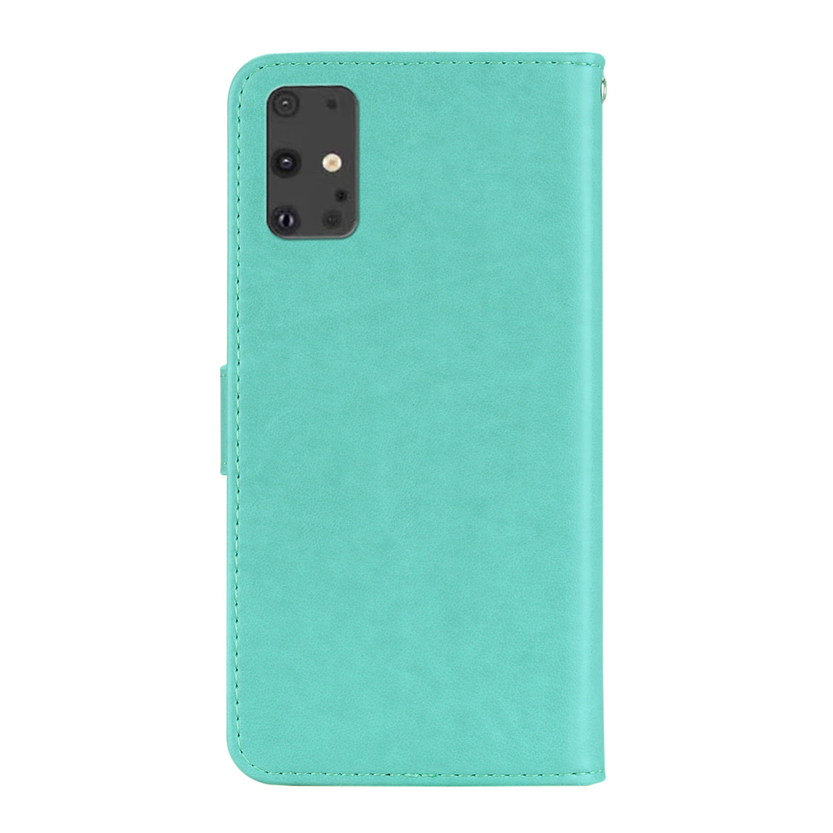 Imprint Flower Owl Pattern Leather Wallet Stand Phone Case Shell for Samsung Galaxy S20 Plus / S20 Plus 5G - Cyan