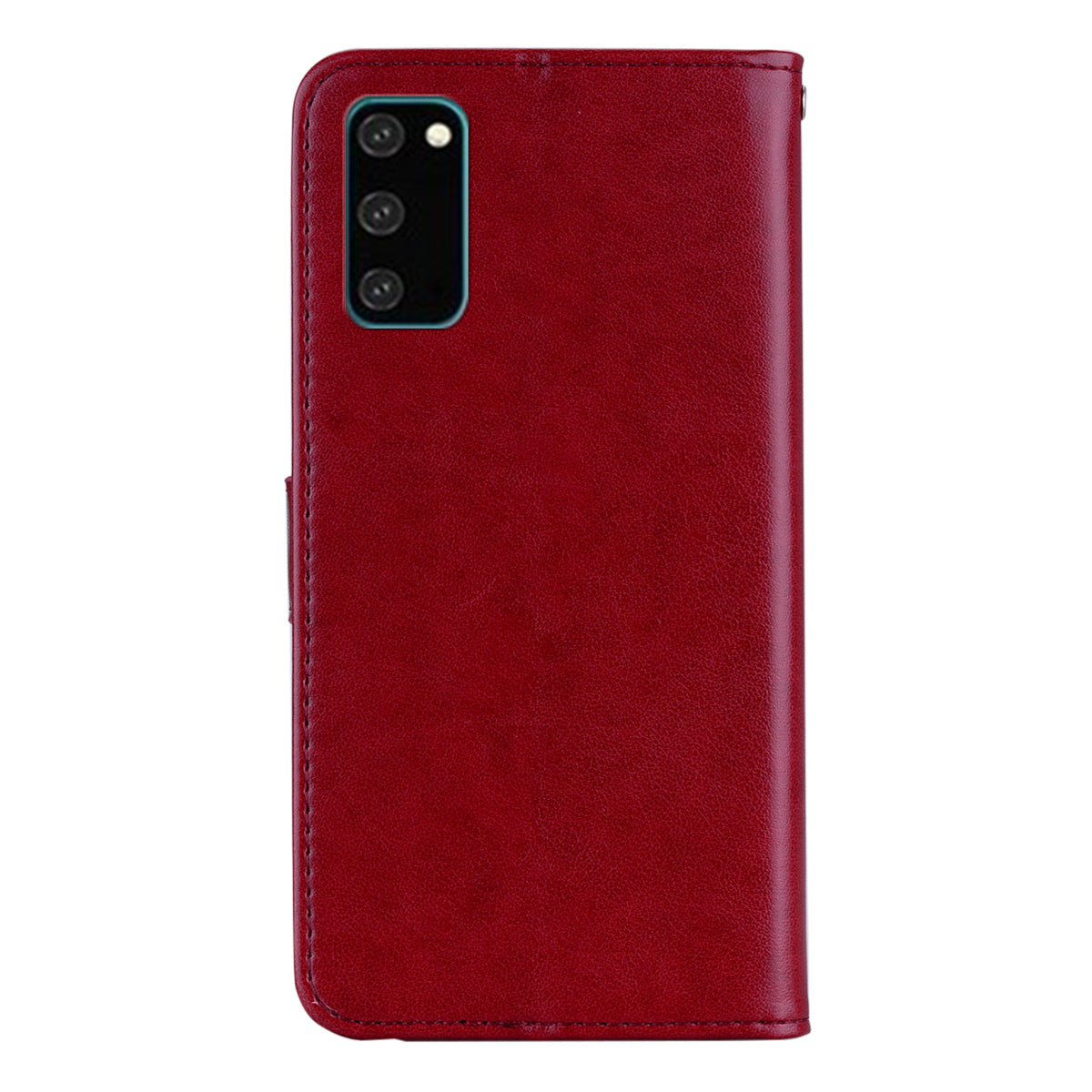 Imprint Owl Flower Pattern Leather Wallet Stand Phone Cover Shell for Samsung Galaxy S20 4G/S20 5G - Red