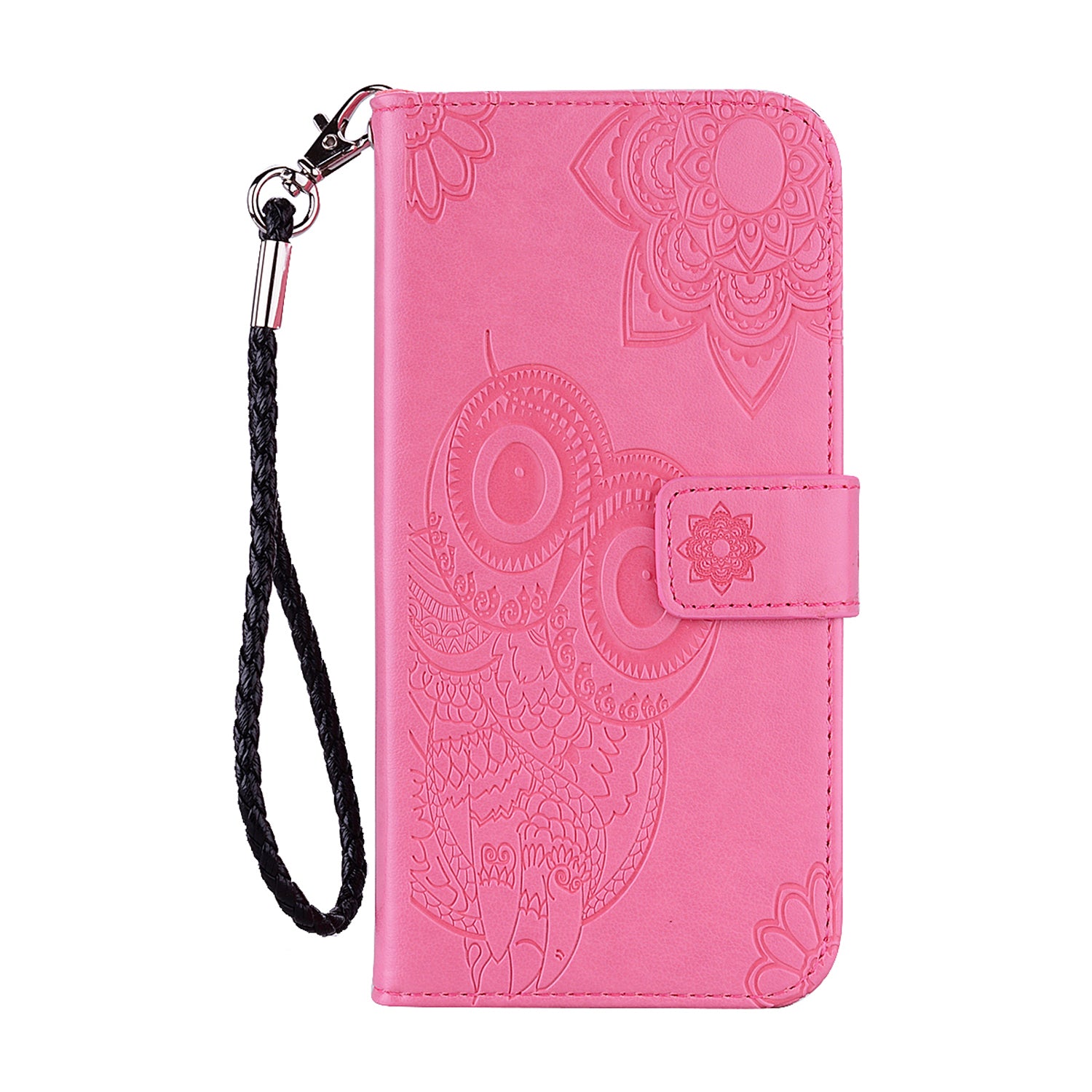 Imprint Owl Flower Pattern Leather Wallet Stand Phone Cover Shell for Samsung Galaxy S20 4G/S20 5G - Pink