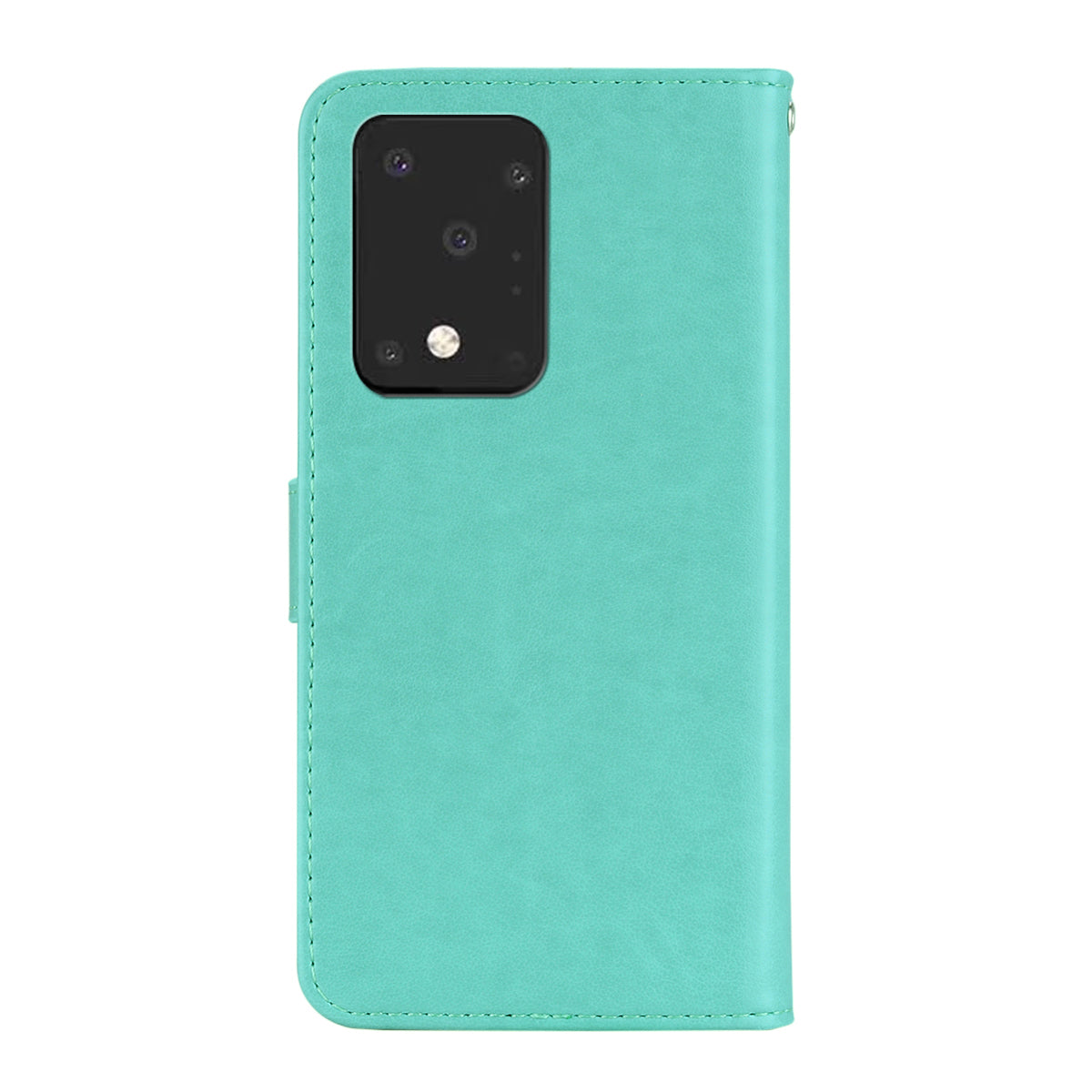 Imprint Owl Flower Pattern Leather Wallet Stand Phone Cover Shell for Samsung Galaxy S20 Ultra - Cyan