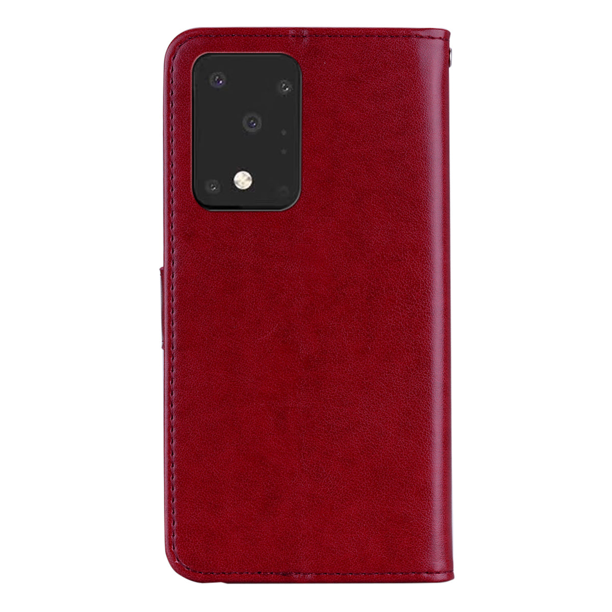 Imprint Owl Flower Pattern Leather Wallet Stand Phone Cover Shell for Samsung Galaxy S20 Ultra - Red