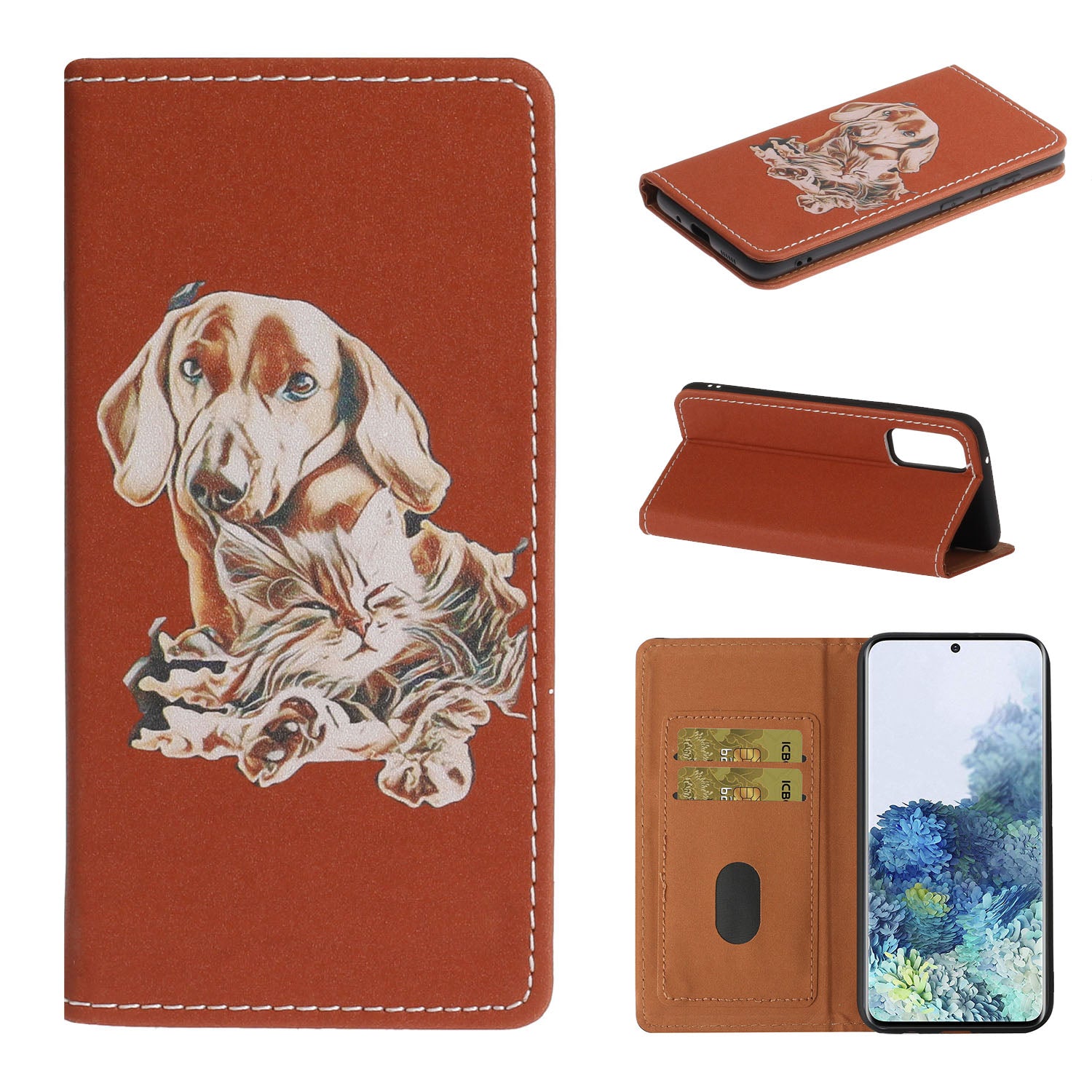 Pattern Printing Leather Cover Stand Stylish Phone Casing for Samsung Galaxy S20 4G/S20 5G - Dog