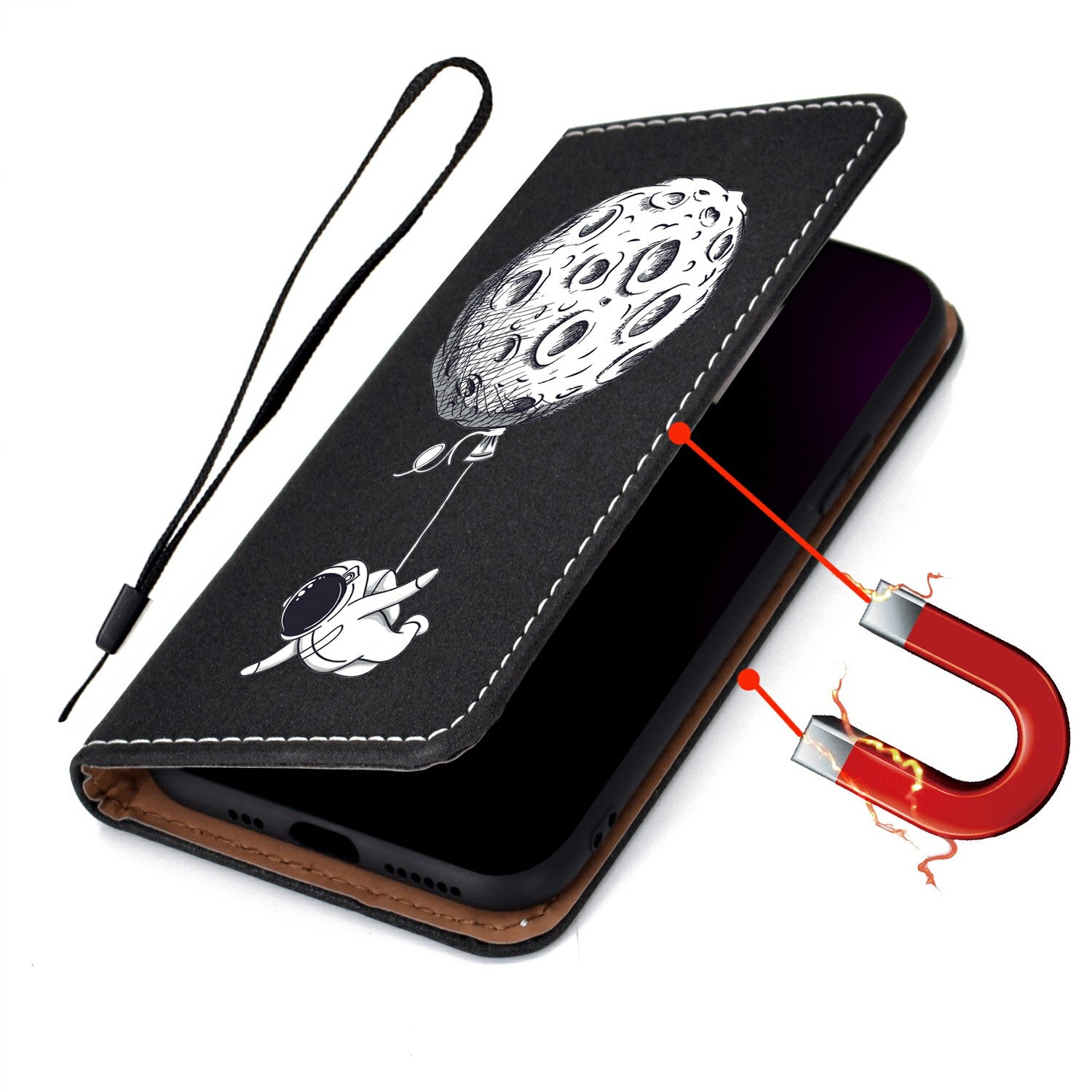 Stylish Pattern Printing Leather Stand Case with Card Slots Cover for Samsung Galaxy S20 Ultra - Spaceman