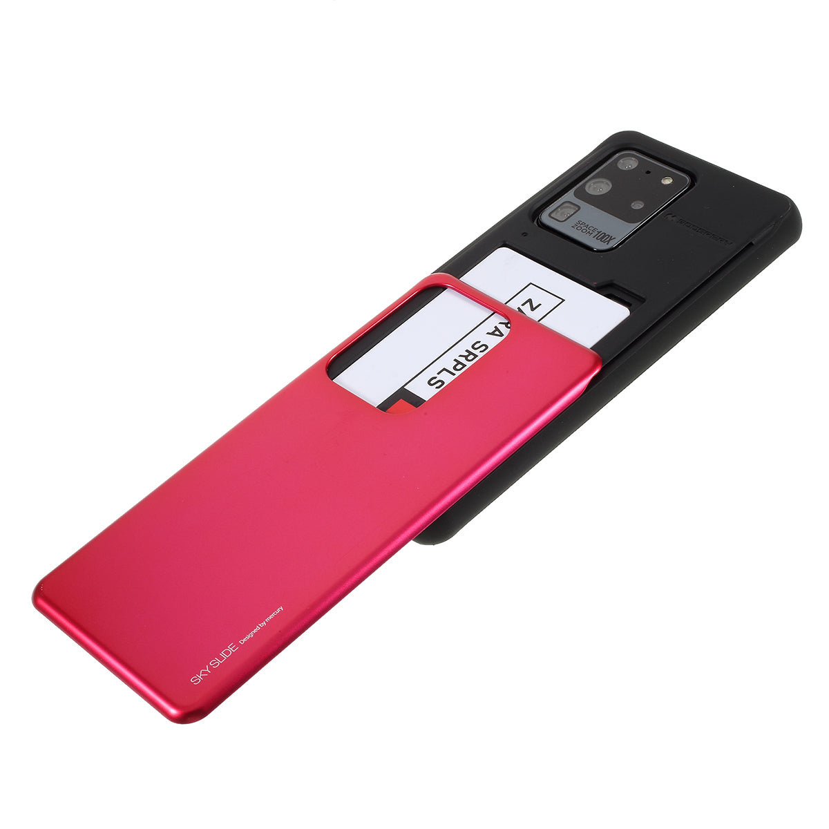 MERCURY GOOSPERY Sky Series Slide Card Slot PC TPU Phone Cover for Samsung Galaxy S20 Ultra - Red