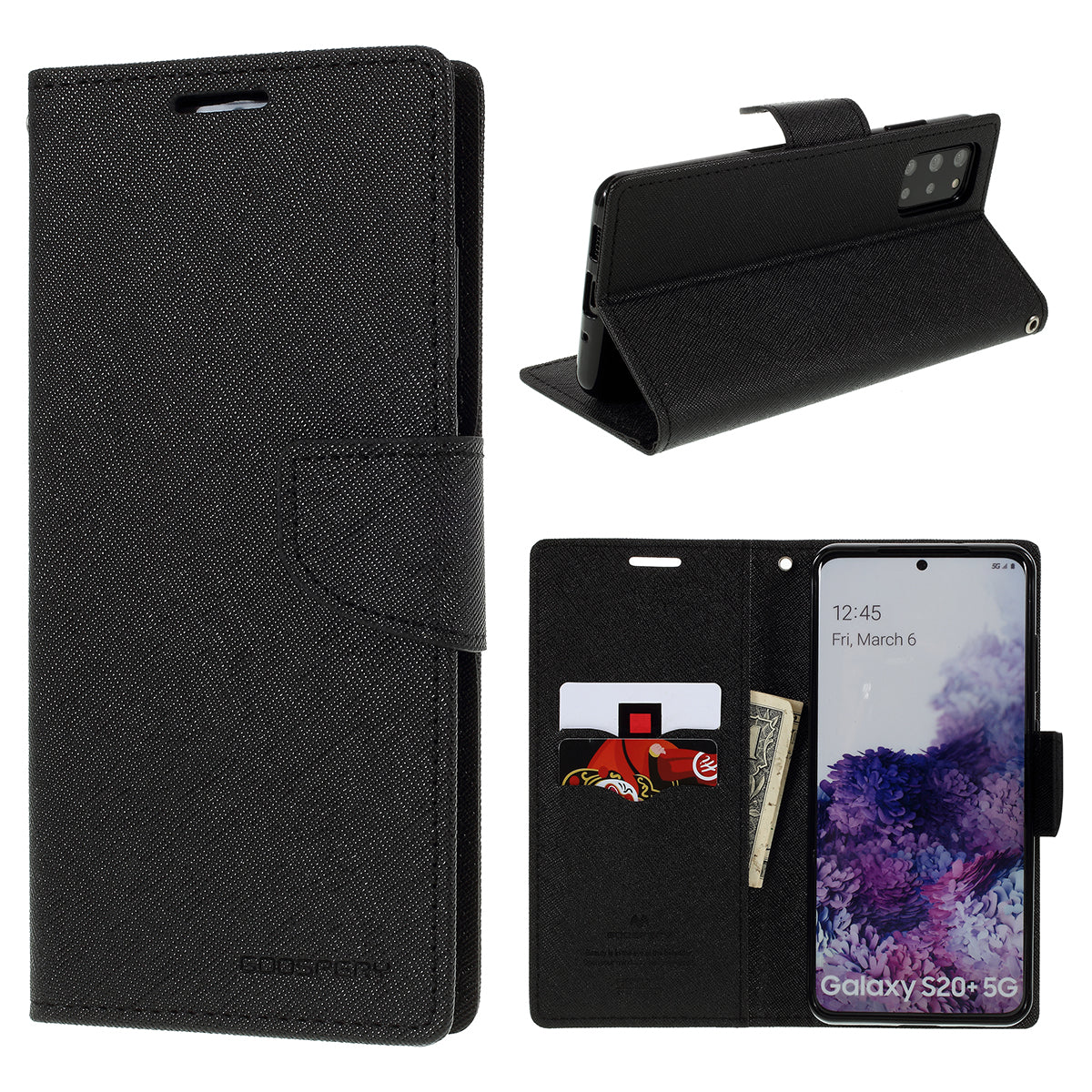 MERCURY GOOSPERY Fancy Diary Leather Protector Cover for Samsung Galaxy S20 Plus - Black