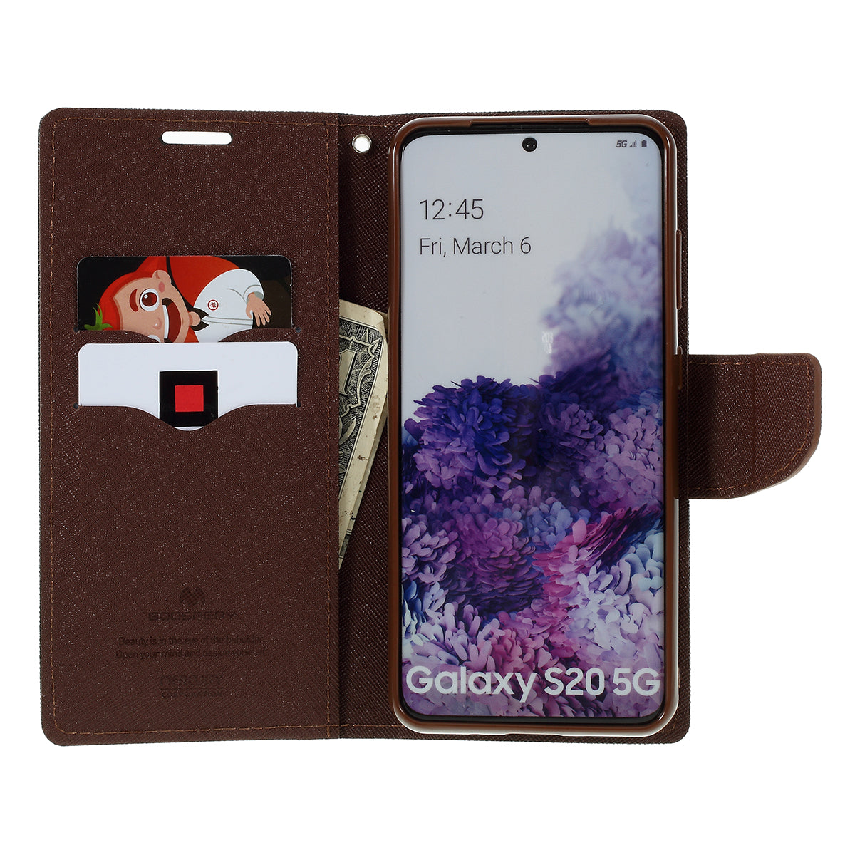 MERCURY GOOSPERY Fancy Diary Leather Wallet Mobile Phone Case for Samsung Galaxy S20 4G/S20 5G - Black / Brown