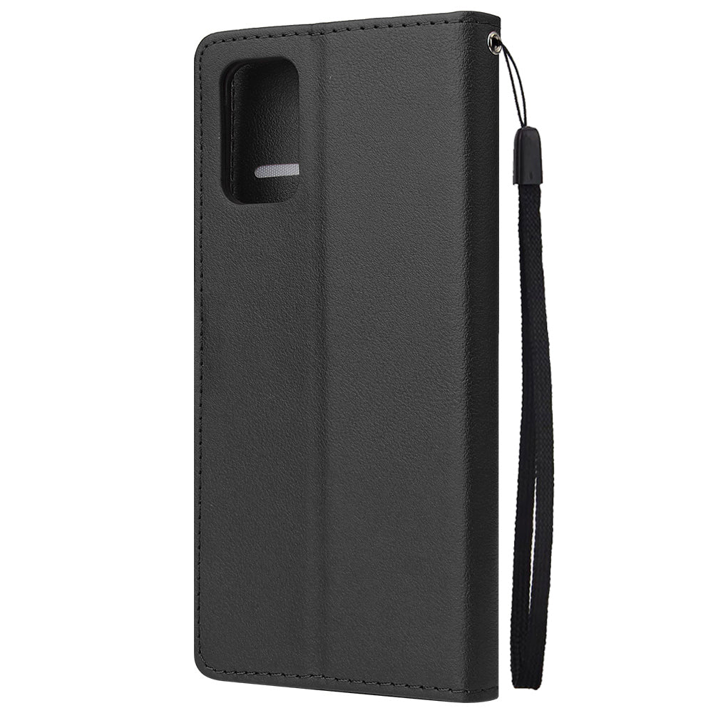 Wallet Stand Leather Protective Cover with Strap for Samsung Galaxy S20 Plus/S20 Plus 5G - Black