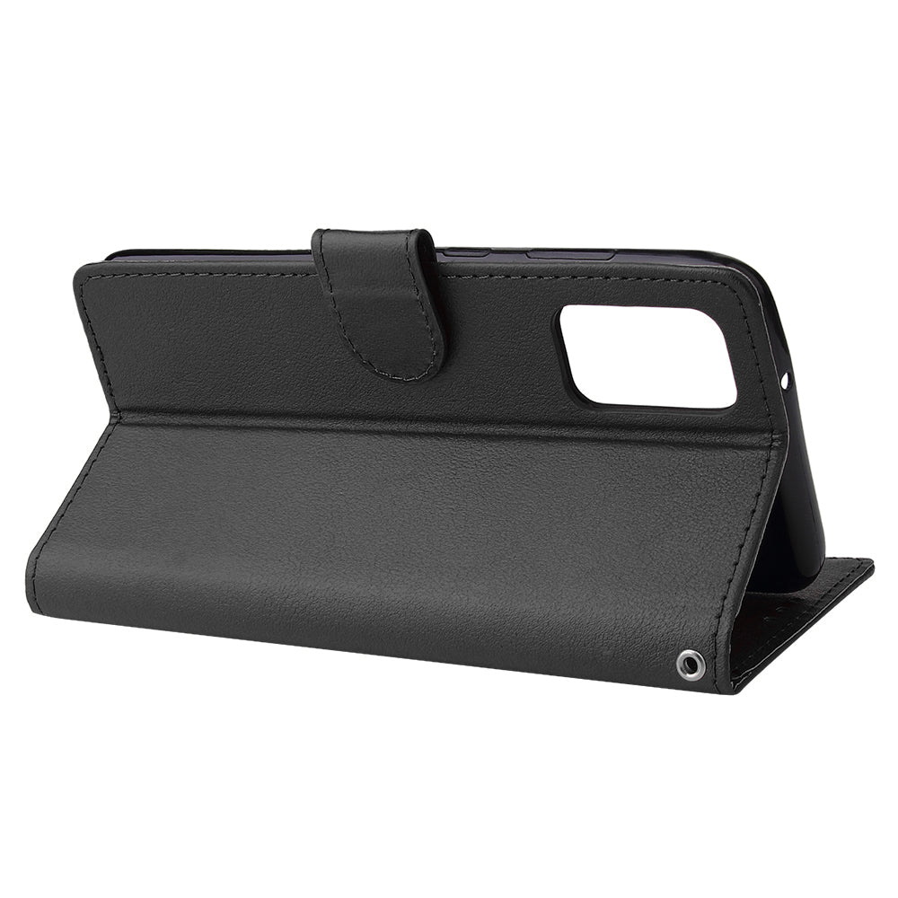 Wallet Stand Leather Protective Cover with Strap for Samsung Galaxy S20 Plus/S20 Plus 5G - Black