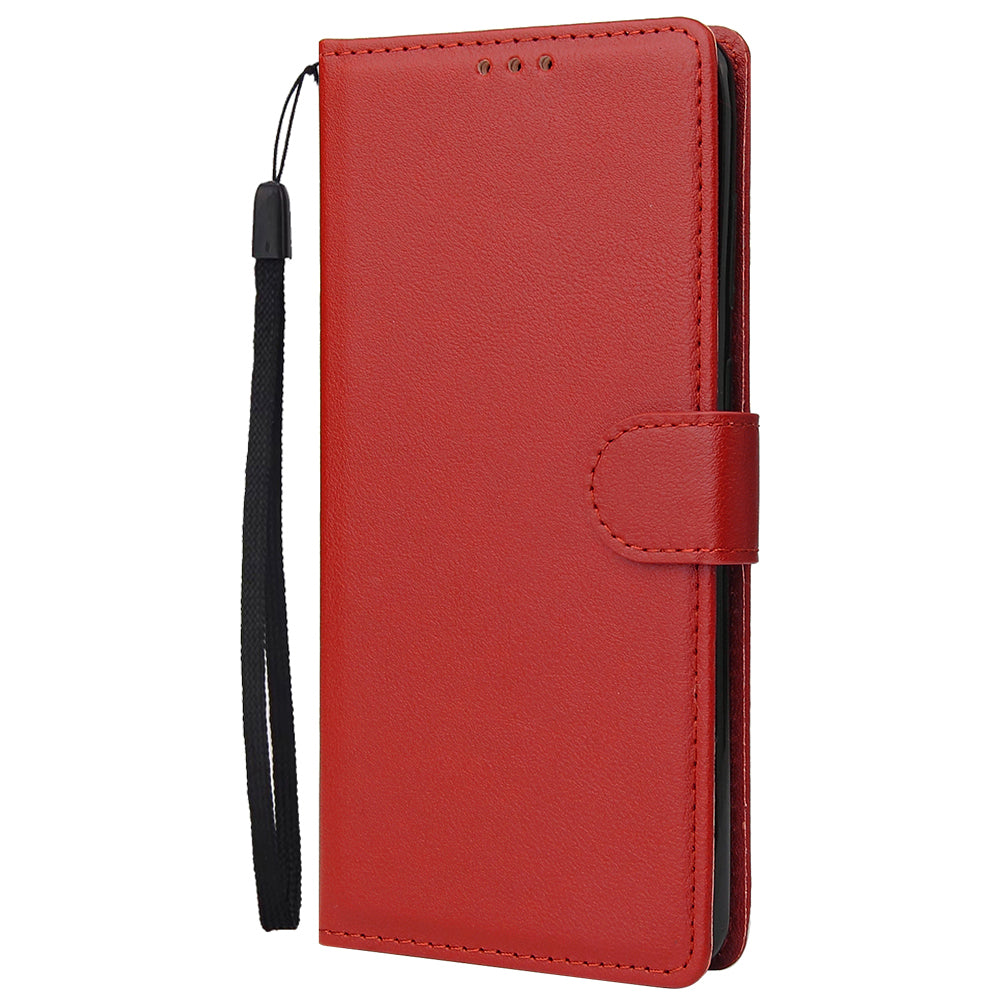 Wallet Stand Leather Protective Cover with Strap for Samsung Galaxy S20 Plus/S20 Plus 5G - Red