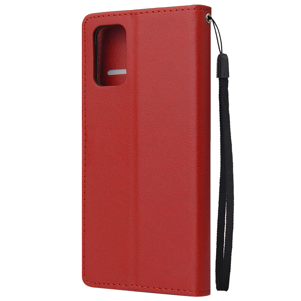 Wallet Stand Leather Protective Cover with Strap for Samsung Galaxy S20 Plus/S20 Plus 5G - Red