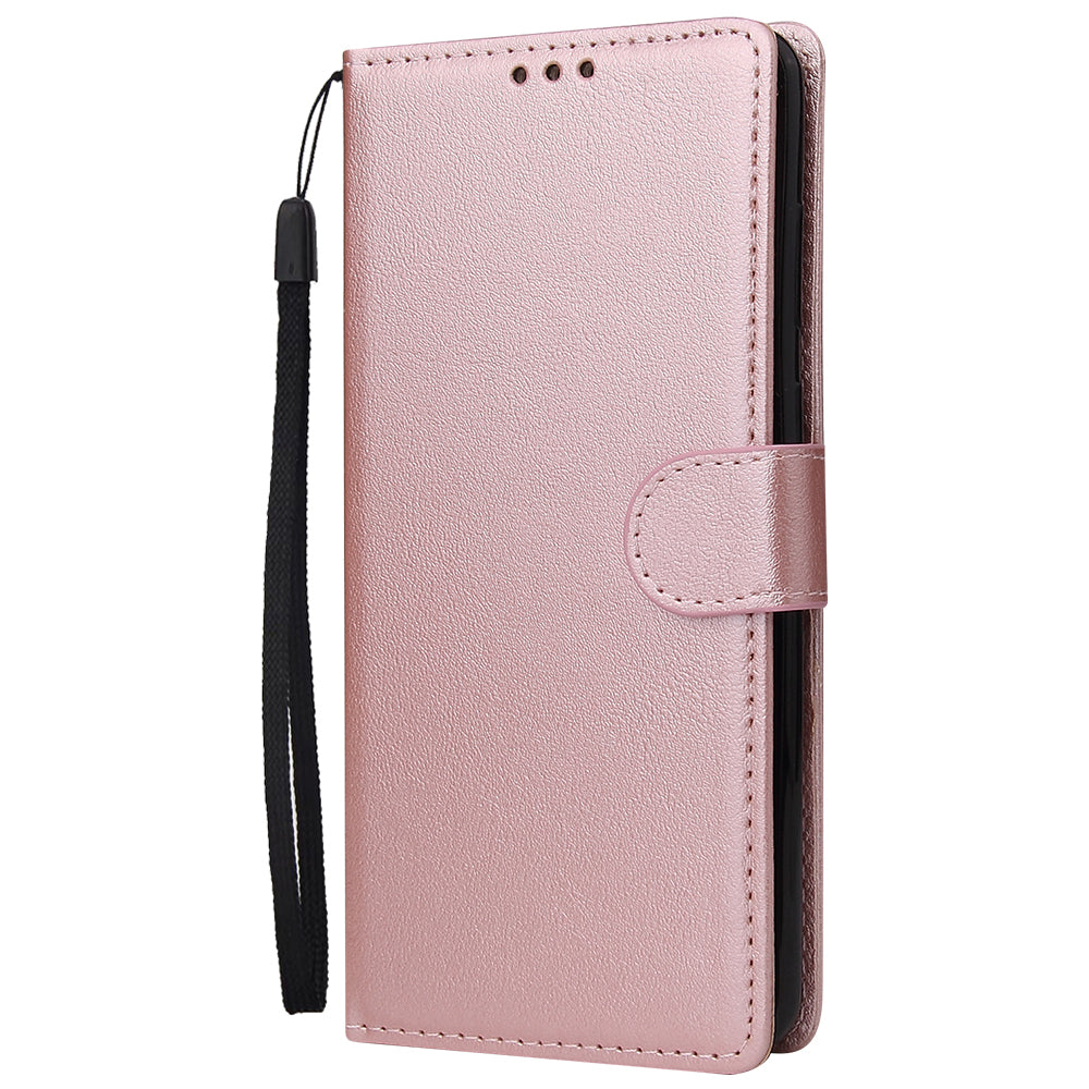 Wallet Stand Leather Protective Cover with Strap for Samsung Galaxy S20 Plus/S20 Plus 5G - Rose Gold