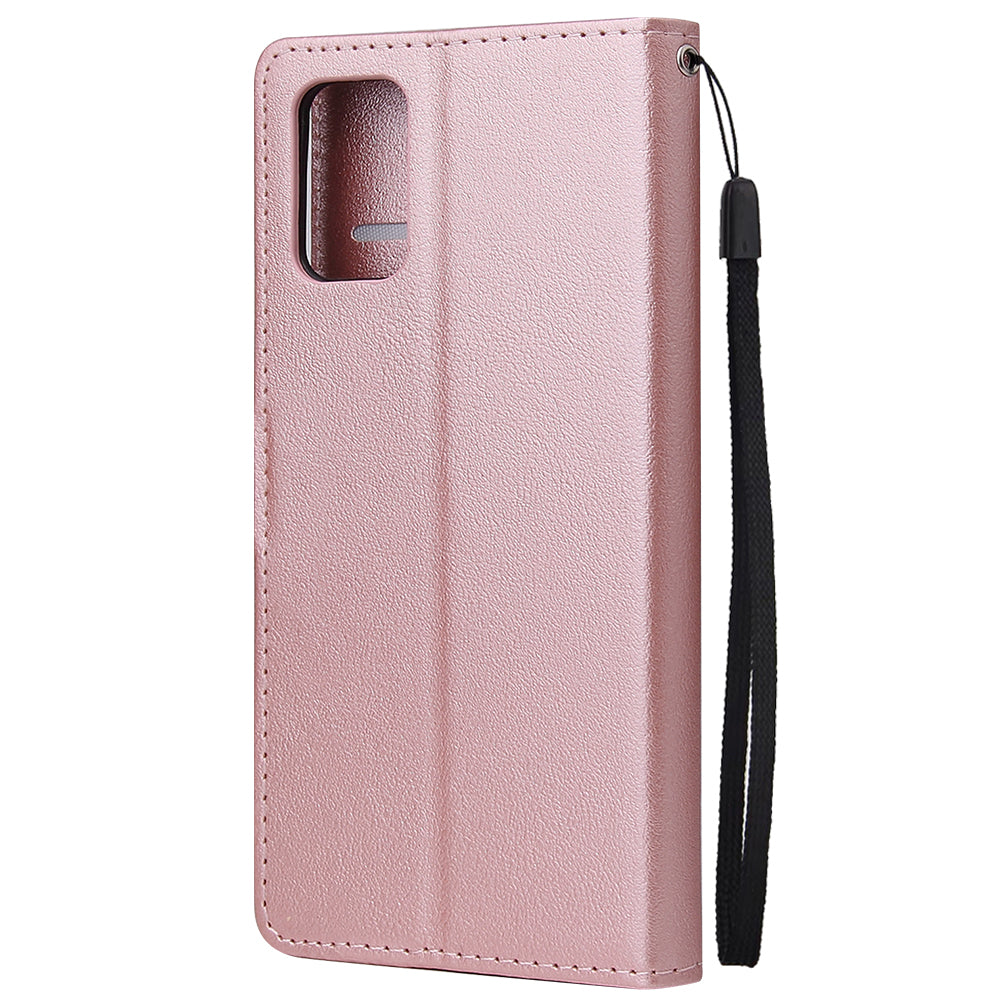 Wallet Stand Leather Protective Cover with Strap for Samsung Galaxy S20 Plus/S20 Plus 5G - Rose Gold