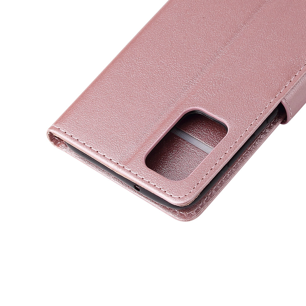 Wallet Stand Leather Protective Cover with Strap for Samsung Galaxy S20 Plus/S20 Plus 5G - Rose Gold