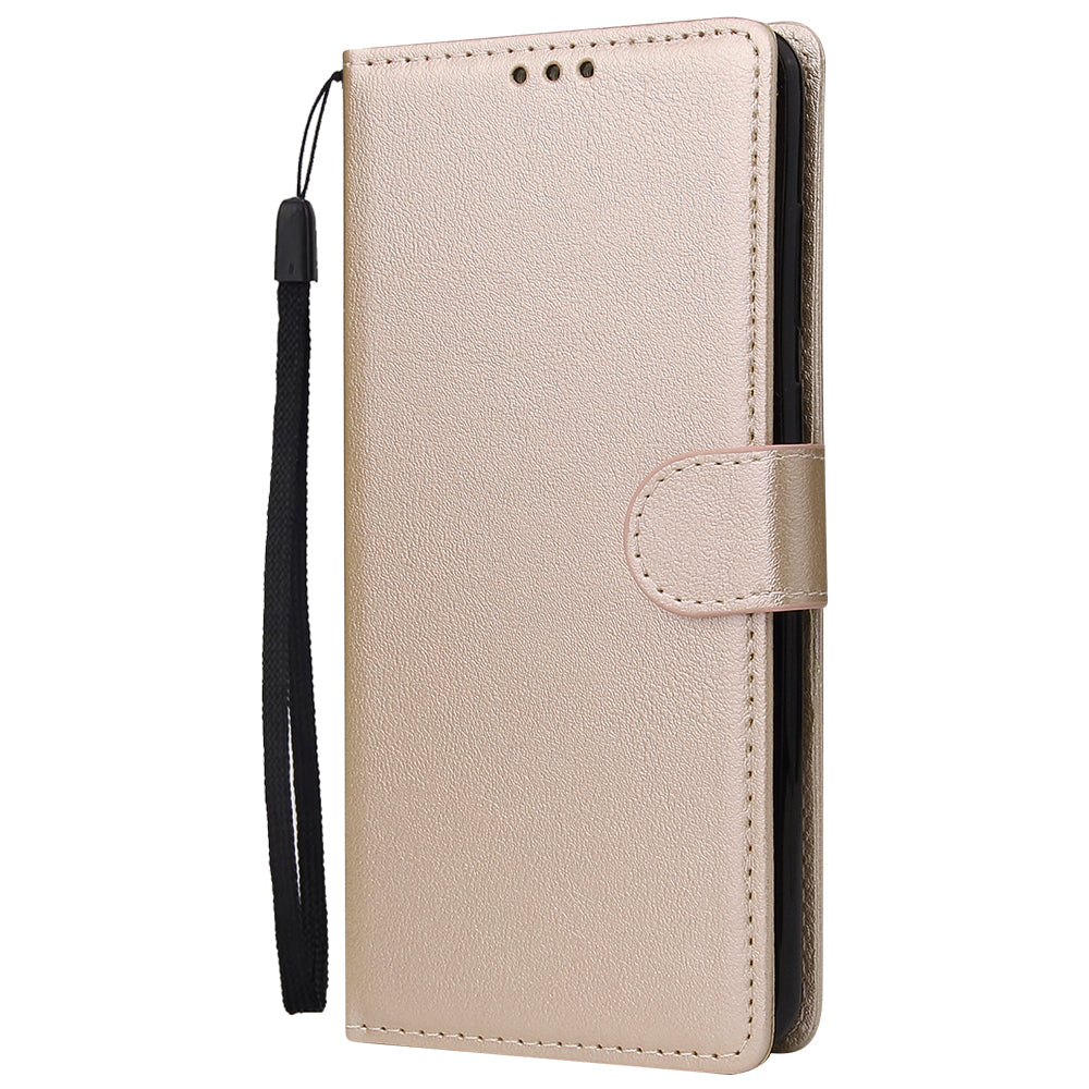 Wallet Stand Leather Protective Cover with Strap for Samsung Galaxy S20 Plus/S20 Plus 5G - Gold