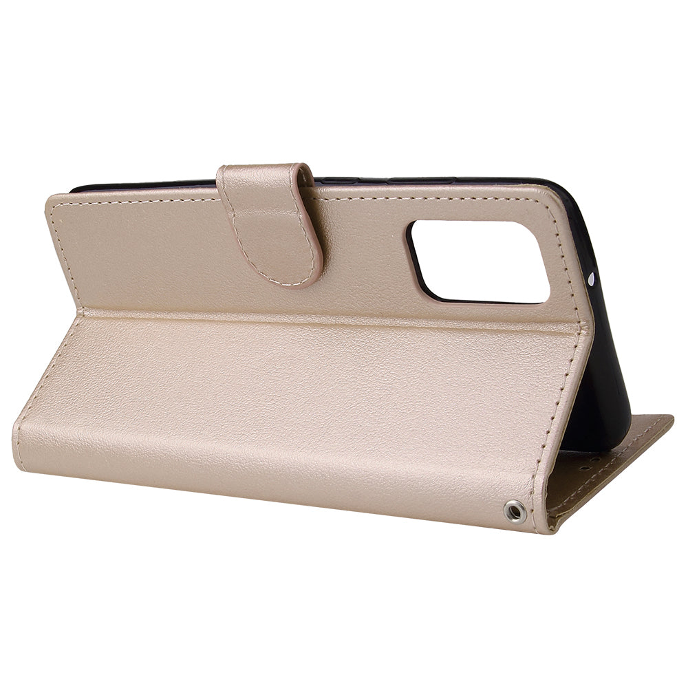 Wallet Stand Leather Protective Cover with Strap for Samsung Galaxy S20 Plus/S20 Plus 5G - Gold