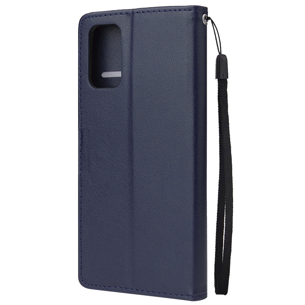 Wallet Stand Leather Protective Cover with Strap for Samsung Galaxy S20 Plus/S20 Plus 5G - Blue