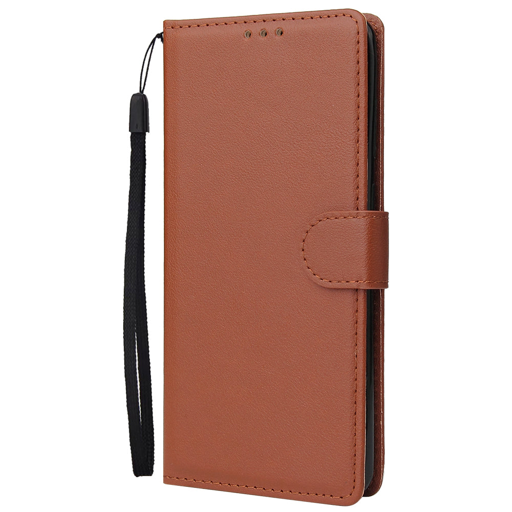 Wallet Stand Leather Protective Cover with Strap for Samsung Galaxy S20 Plus/S20 Plus 5G - Brown