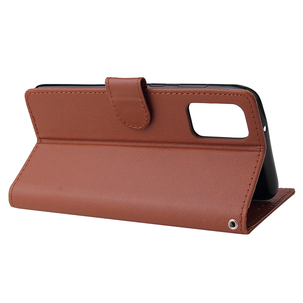 Wallet Stand Leather Protective Cover with Strap for Samsung Galaxy S20 Plus/S20 Plus 5G - Brown