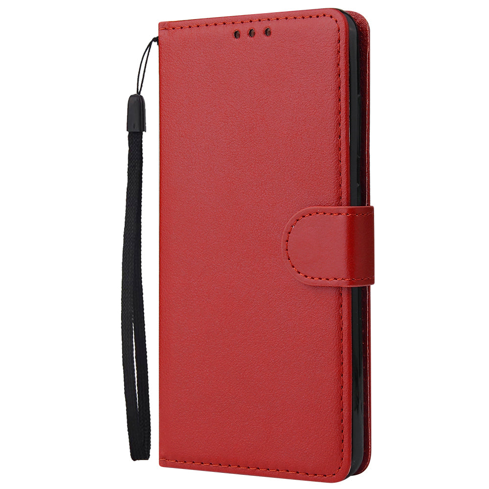 PU Leather Wallet Cell Phone Case with Lanyard Shell for Samsung Galaxy S20 4G/S20 5G - Red