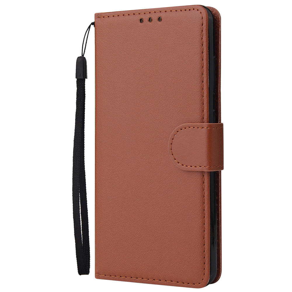 PU Leather Wallet Cell Phone Case with Lanyard Shell for Samsung Galaxy S20 4G/S20 5G - Brown