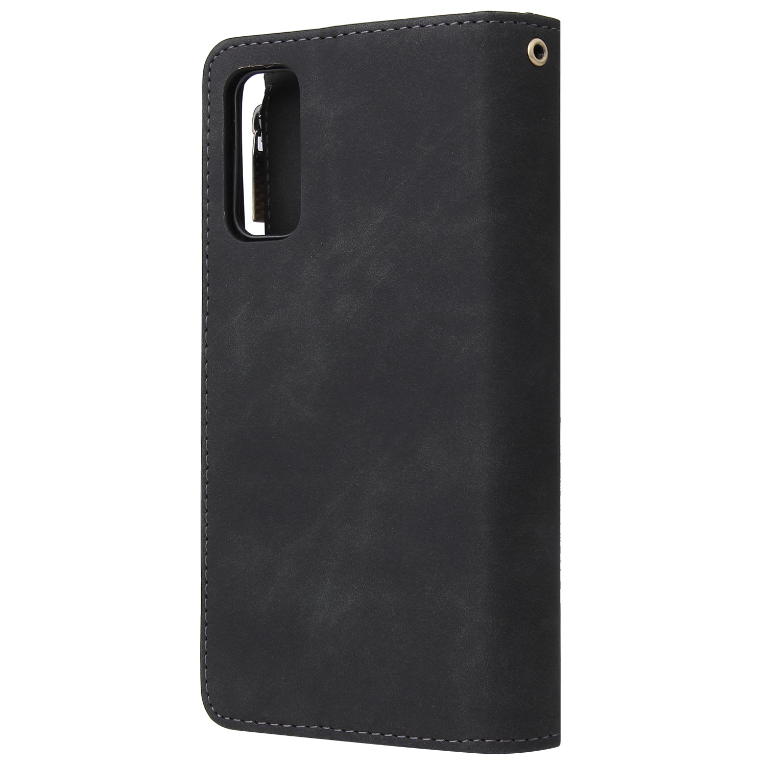 Zipper Pocket Multiple Card Slots Leather Stand Case for Samsung Galaxy S20 4G/S20 5G - Black