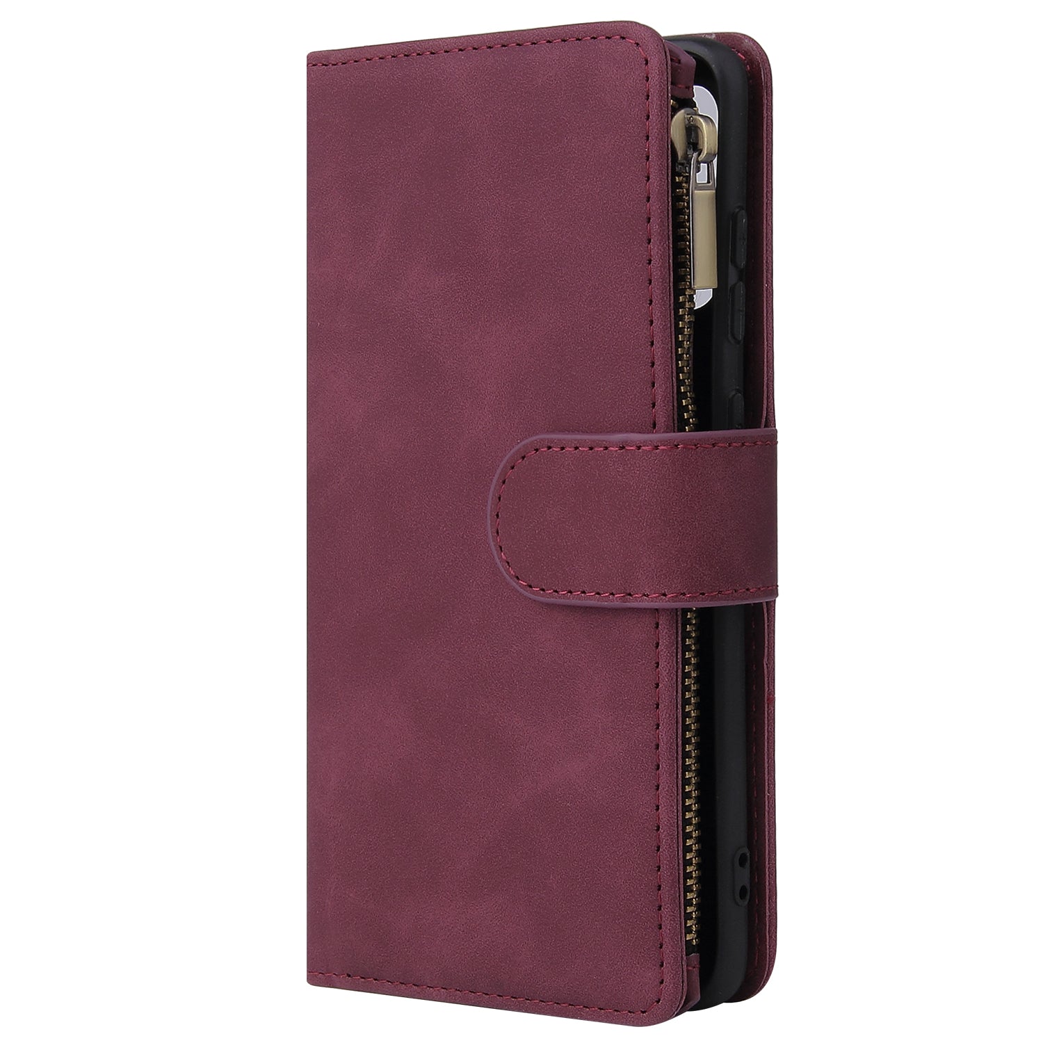 Zipper Pocket Multiple Card Slots Leather Stand Case for Samsung Galaxy S20 4G/S20 5G - Red