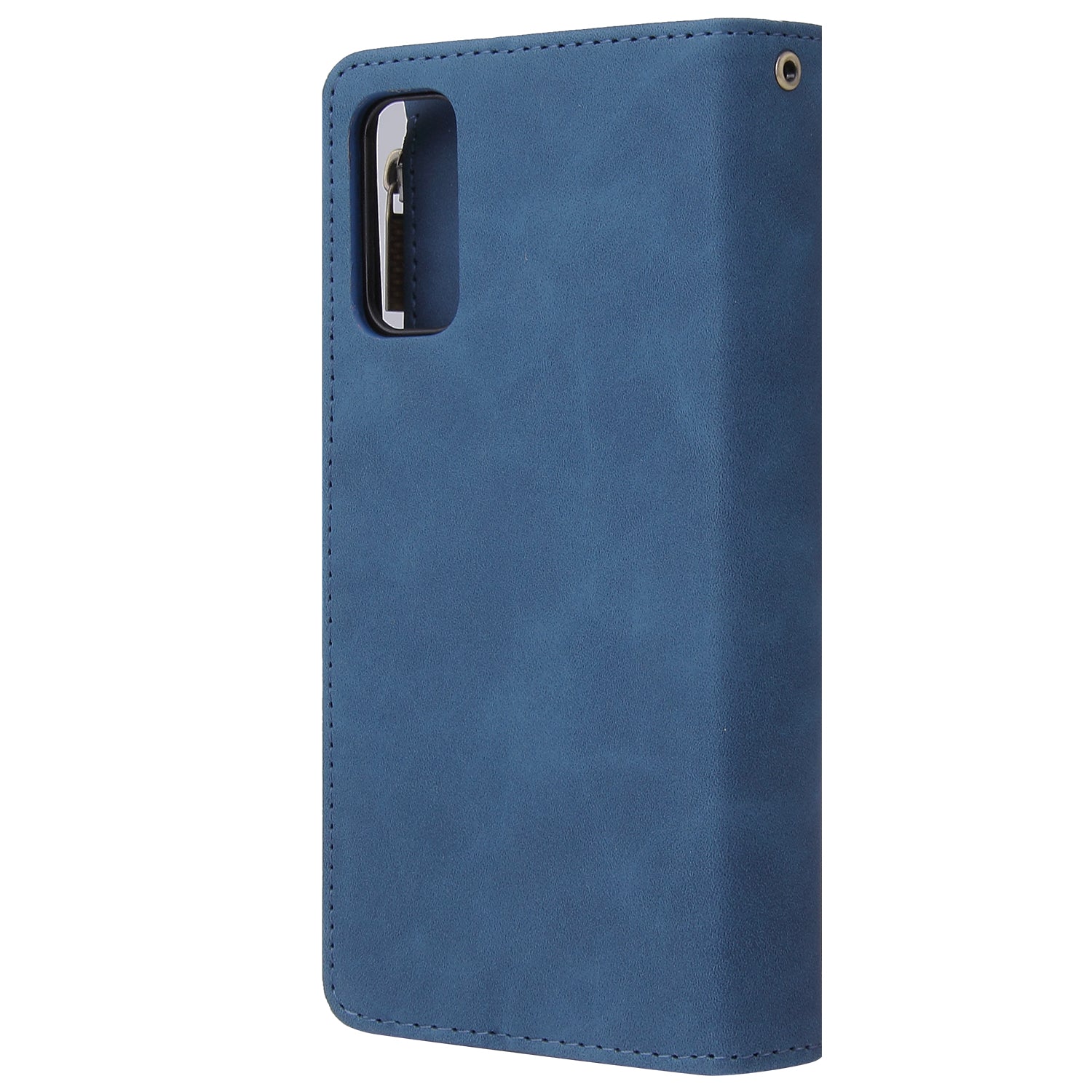 Zipper Pocket Multiple Card Slots Leather Stand Case for Samsung Galaxy S20 4G/S20 5G - Blue