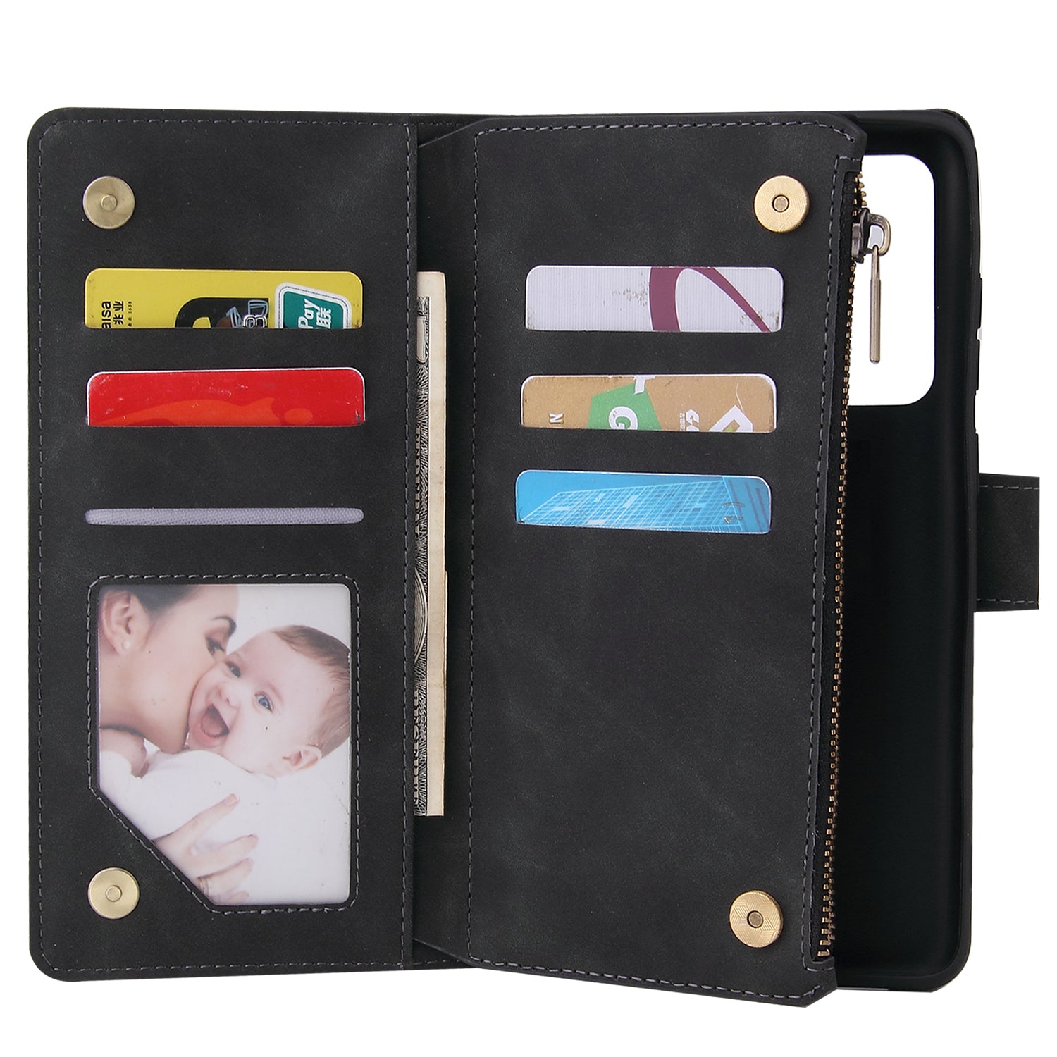 Zipper Pocket Multiple Card Slots Leather Stand Case for Samsung Galaxy S20 Ultra - Wine Red