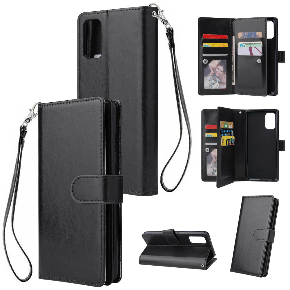 With 9 Card Slots Cell Phone Leather Phone Case for Samsung Galaxy S20 Ultra - Black