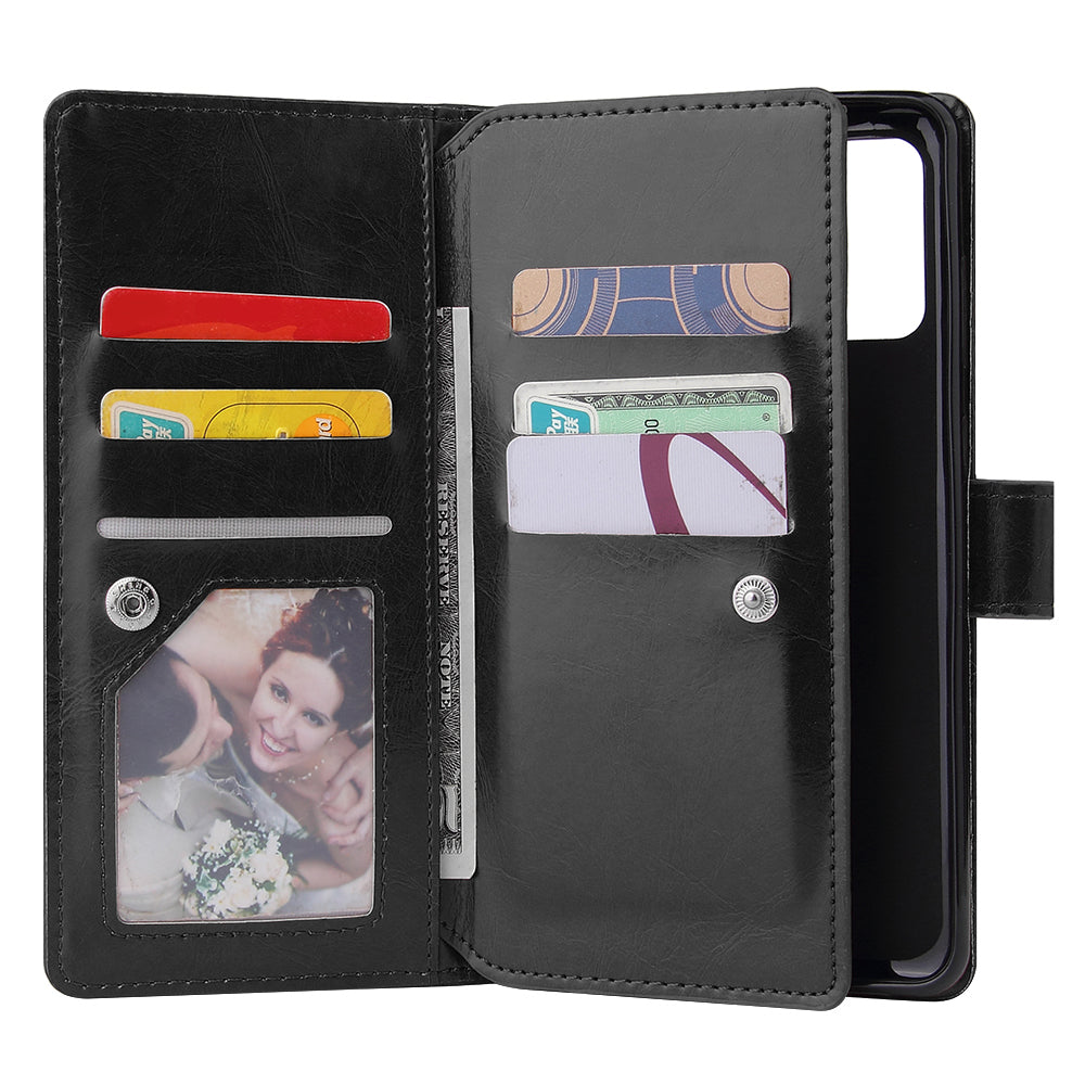 With 9 Card Slots Cell Phone Leather Phone Case for Samsung Galaxy S20 Ultra - Black