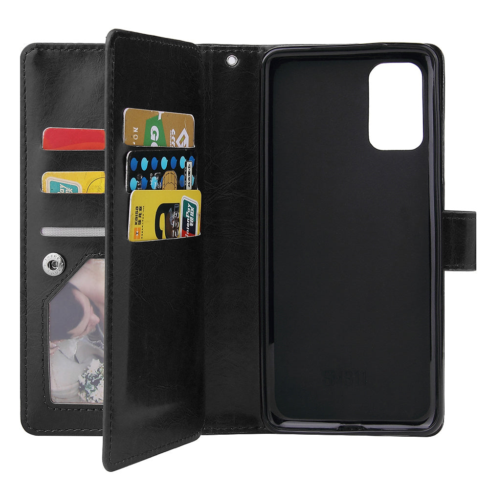 With 9 Card Slots Cell Phone Leather Phone Case for Samsung Galaxy S20 Ultra - Black