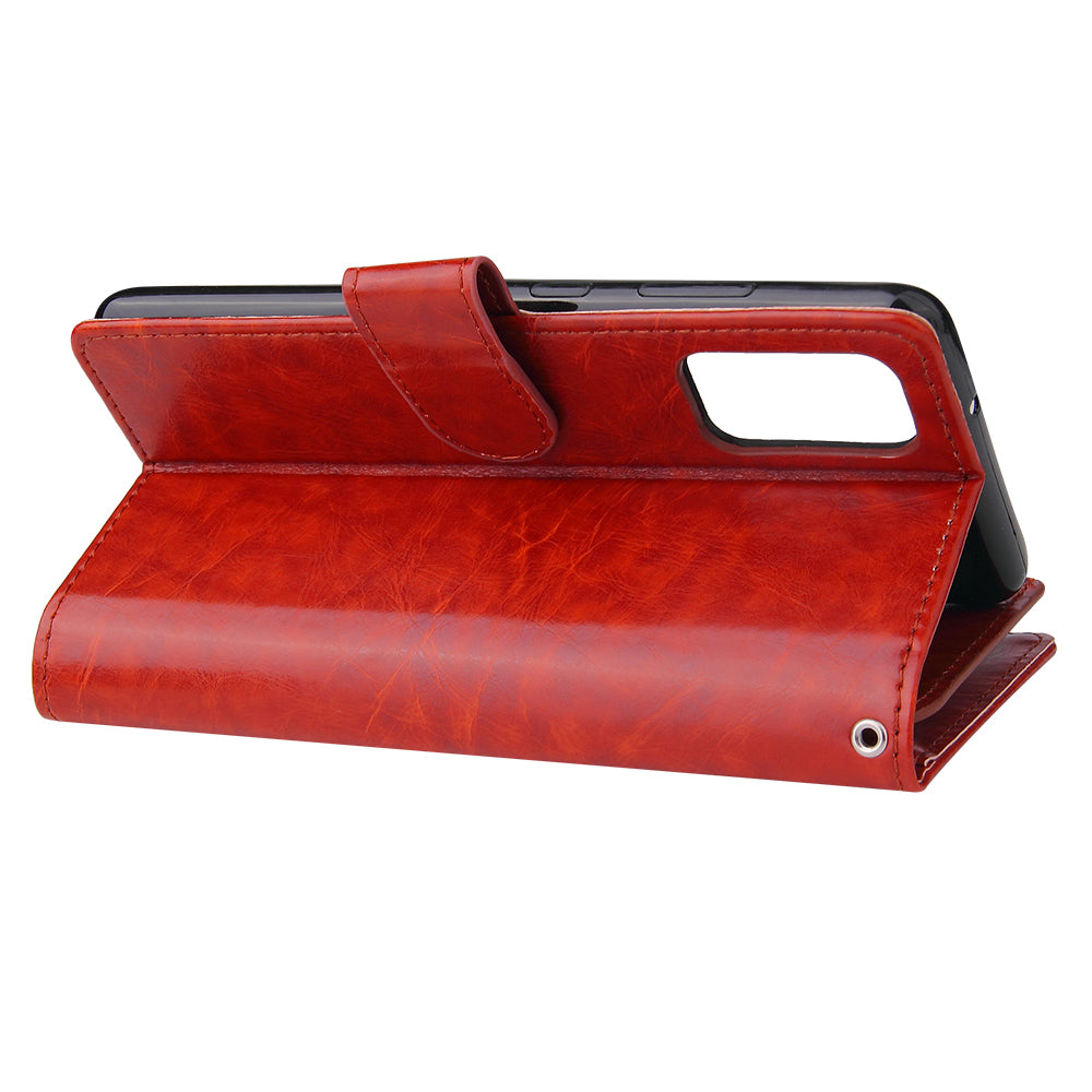 With 9 Card Slots Cell Phone Leather Phone Case for Samsung Galaxy S20 Ultra - Red