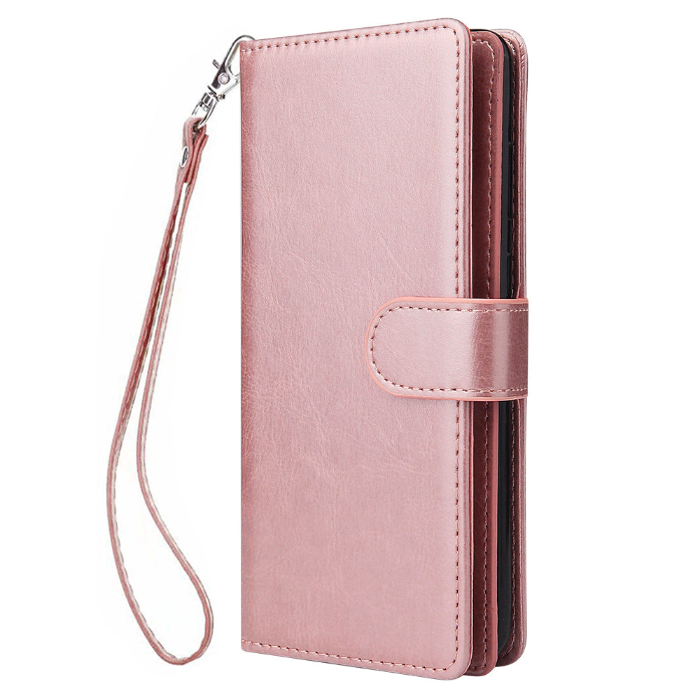 With 9 Card Slots Cell Phone Leather Phone Case for Samsung Galaxy S20 Ultra - Rose Gold